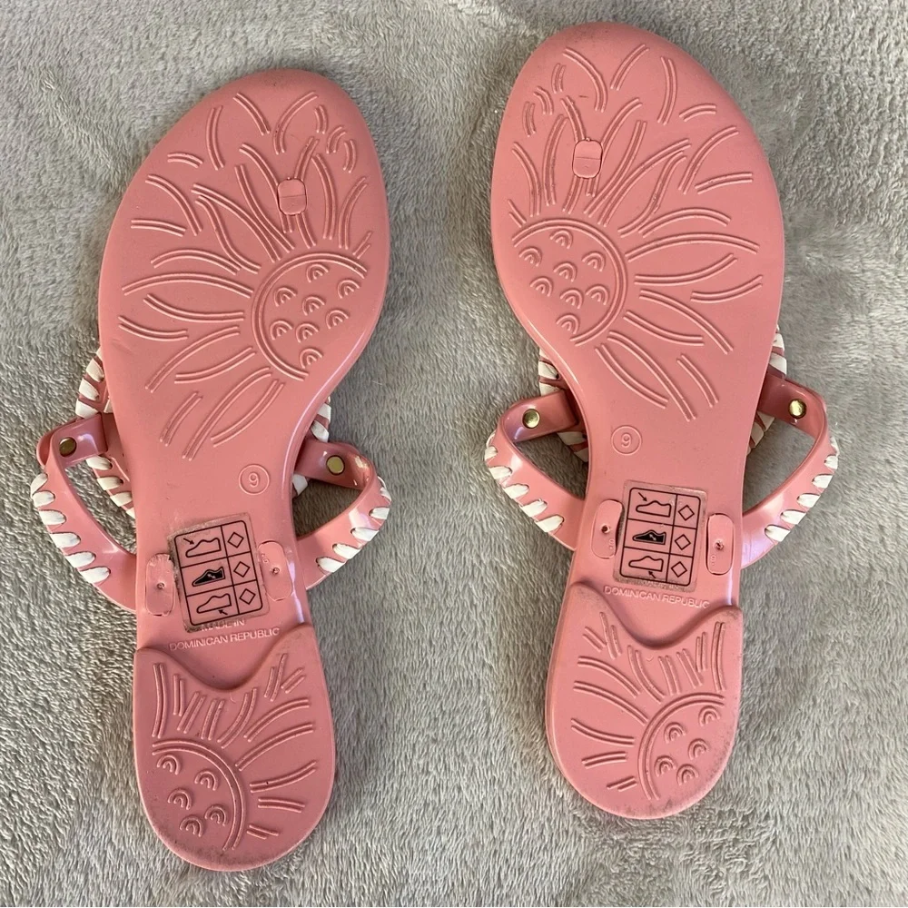 Jack Rogers Georgica Womens Flip Flop Sandals Size 9 Rose Pink White Jelly